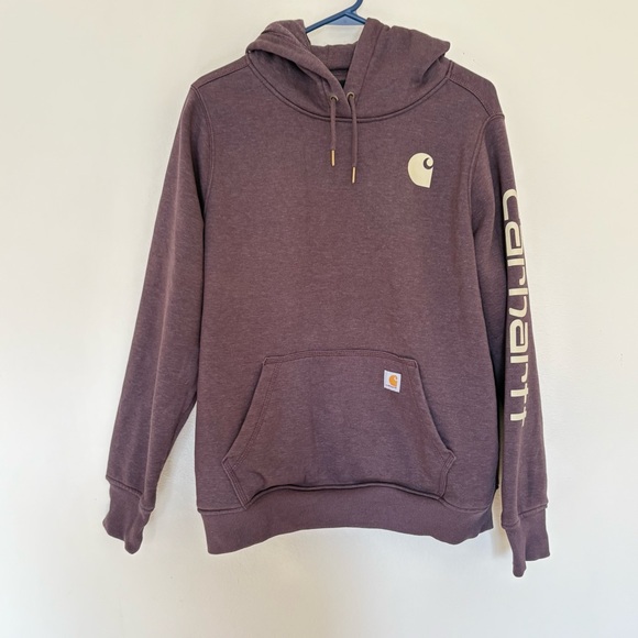 CARHARTT girls RELAXED FIT HEATHER LOGO SLEEVE GRAPHIC WORK HOODIE - Picture 2 of 6